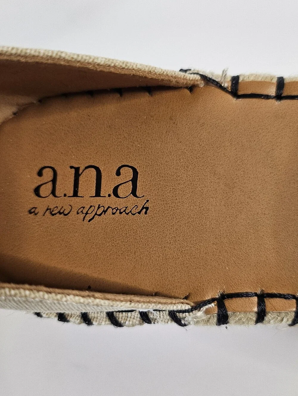 a.n.a Clara Woven Espadrille Sandals Black Beige Ankle Strap Size 6.5 New